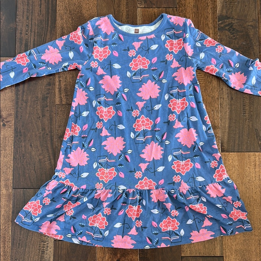 Tea Collection Blue and Pink Floral Kids Dress